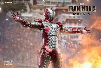 ZD Toys Marvel 1:10 Scale Iron Man Mark V – Hall of Armor Set (Set of 7) | Light-Up Action Figures