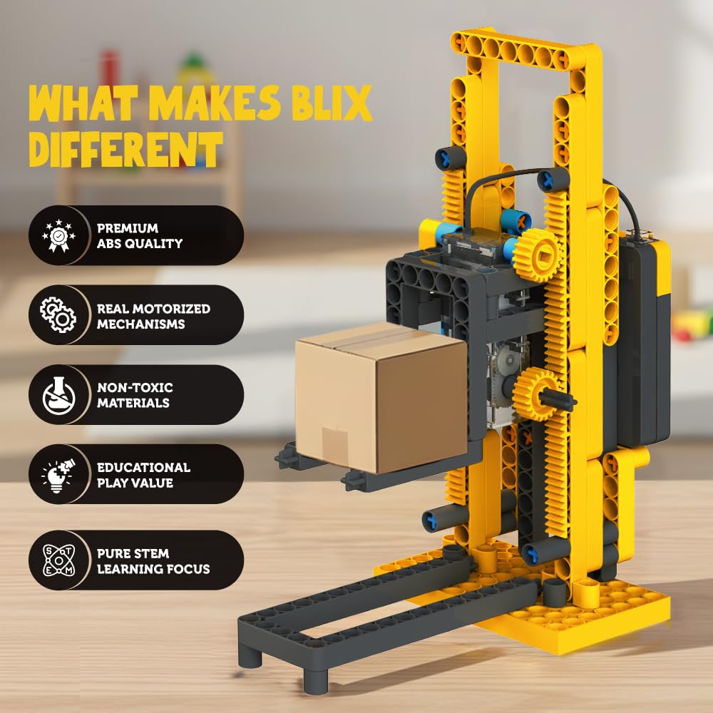 Blix Forklift Power 6-in-1 Motorised STEM Building Kit, 180+ Pieces, Ages 8+