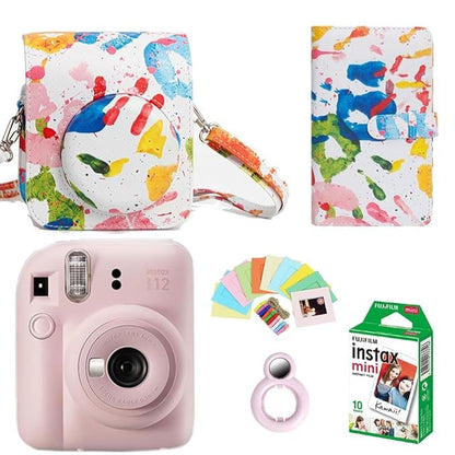 Fujifilm Instax Mini 12 Instant Camera + 10x Shot Films+ 1x Palm Print Camera Case + 1x Photo Album + Photo Hanging1 Set + 1x Close up Selfie Lens