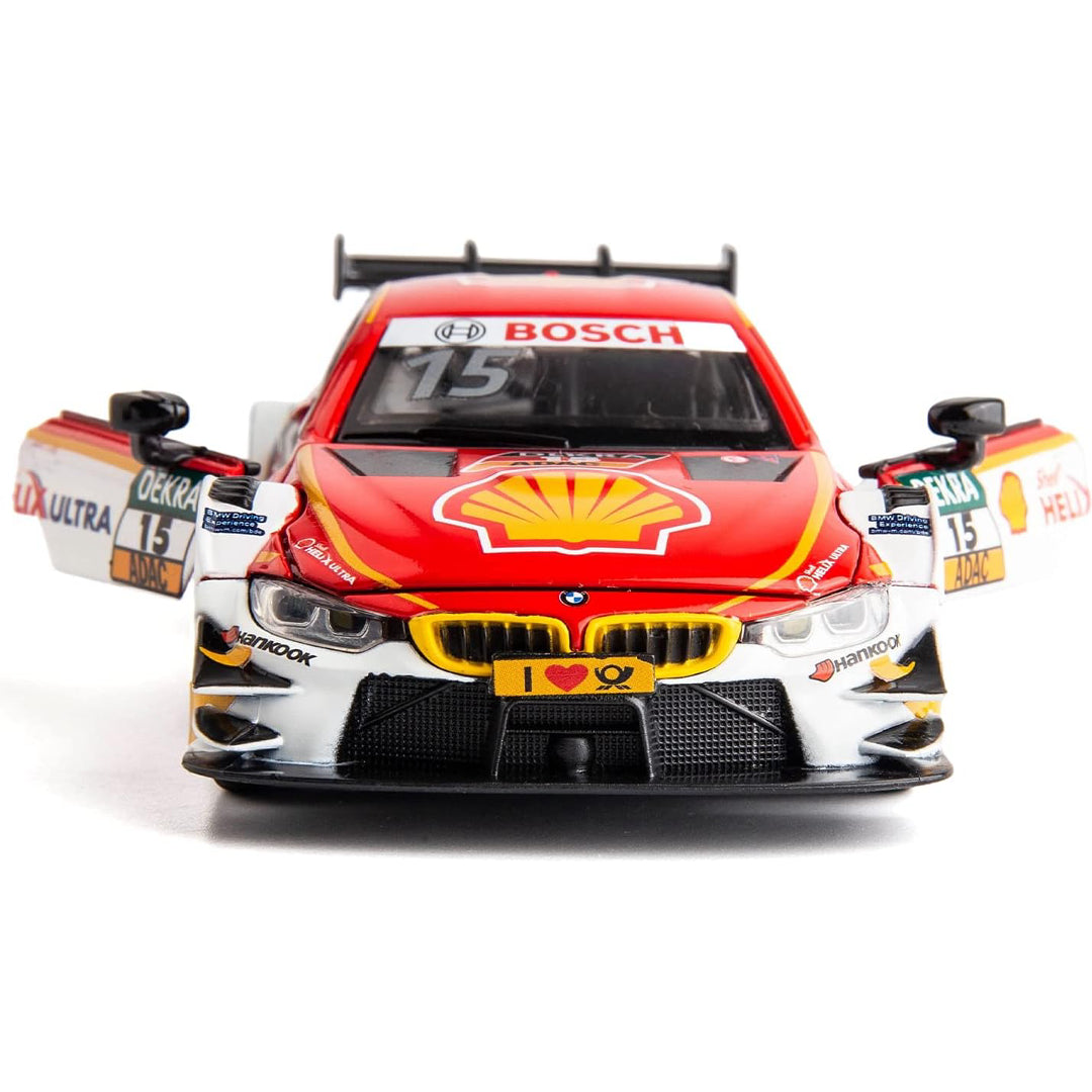 RMZ Hobby 1:32 BMW M4 DTM Die-Cast Model Car – Red |Pull Back, Openable Doors, Light & Sound (664999)
