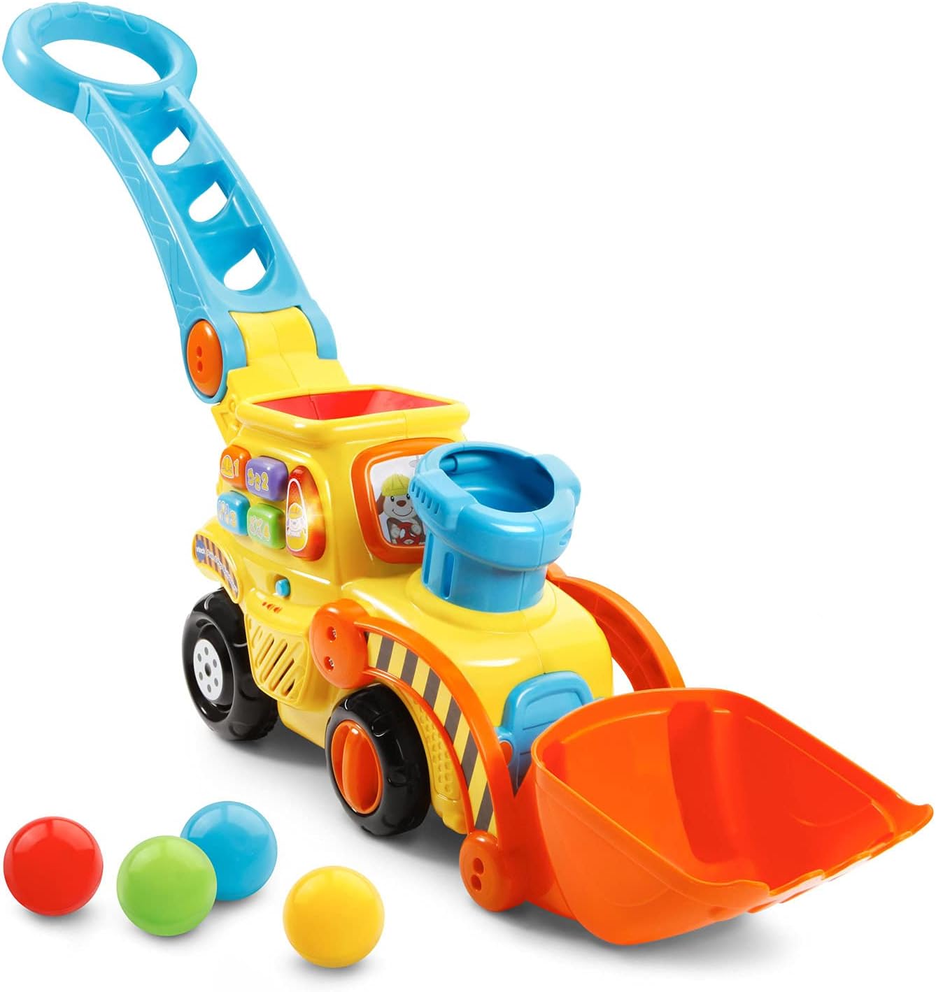 VTech Pop-a-Balls Push & Pop Bulldozer Yellow | Interactive Push Walker Toy with Balls, Lights & Sounds for Toddlers