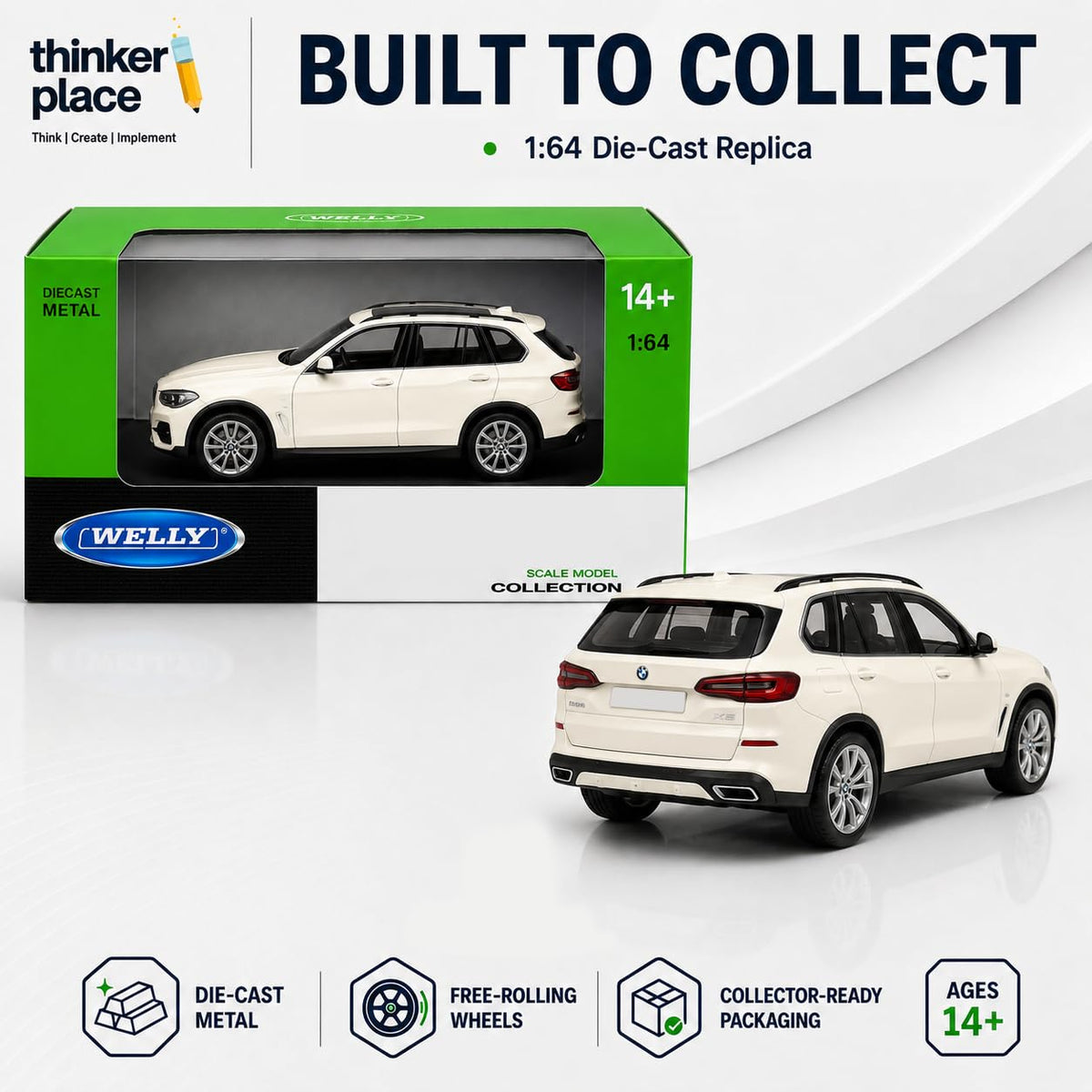 Welly 1:64 BMW X5 Cream White Die-Cast Metal Model Car