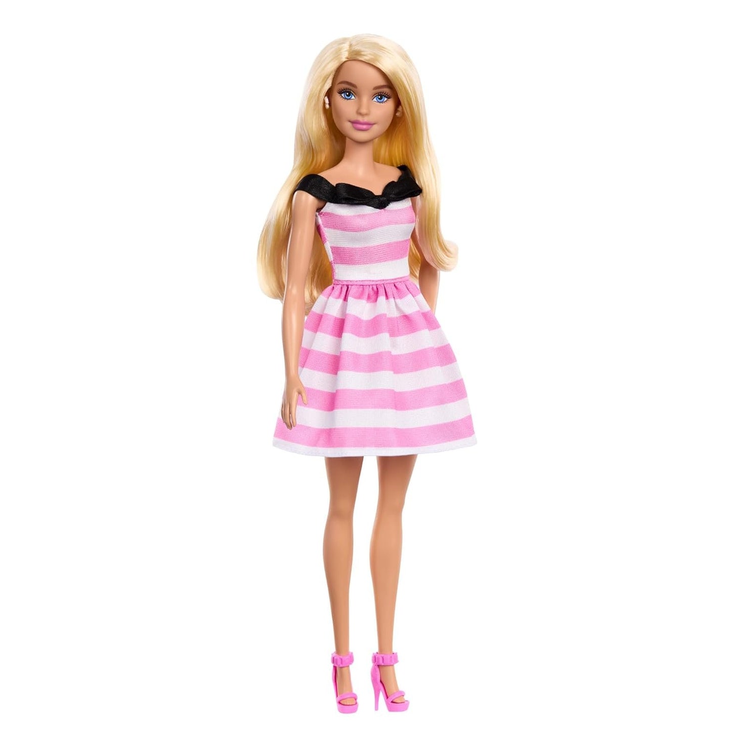 Barbie's 65th Anniversary: Commemorative Doll with Blonde Hair and Pink & White Striped Dress