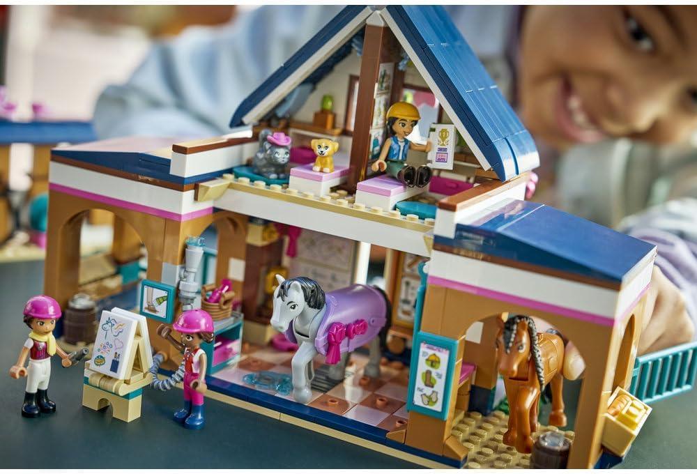 LEGO Friends 42688 Horse Stable and Riding Academy - Educational Toy Animal Playset w/ 3 Mini Dolls, 2 Horse Figures, a Puppy & Grooming Accessories - Birthday Gift for 7+ Year Old Girls