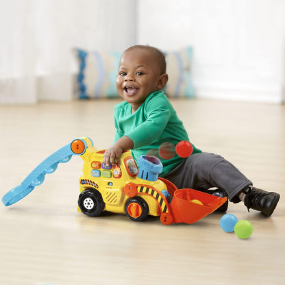 VTech Pop-a-Balls Push & Pop Bulldozer Yellow | Interactive Push Walker Toy with Balls, Lights & Sounds for Toddlers