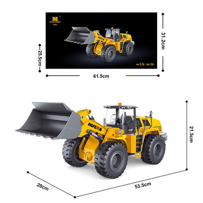 HUINA 1583 1:14 Scale RC Wheel Loader | 2.4GHz 10CH Remote Control Construction Vehicle with Electric Lifting Bucket, Lights & Sound | 14+