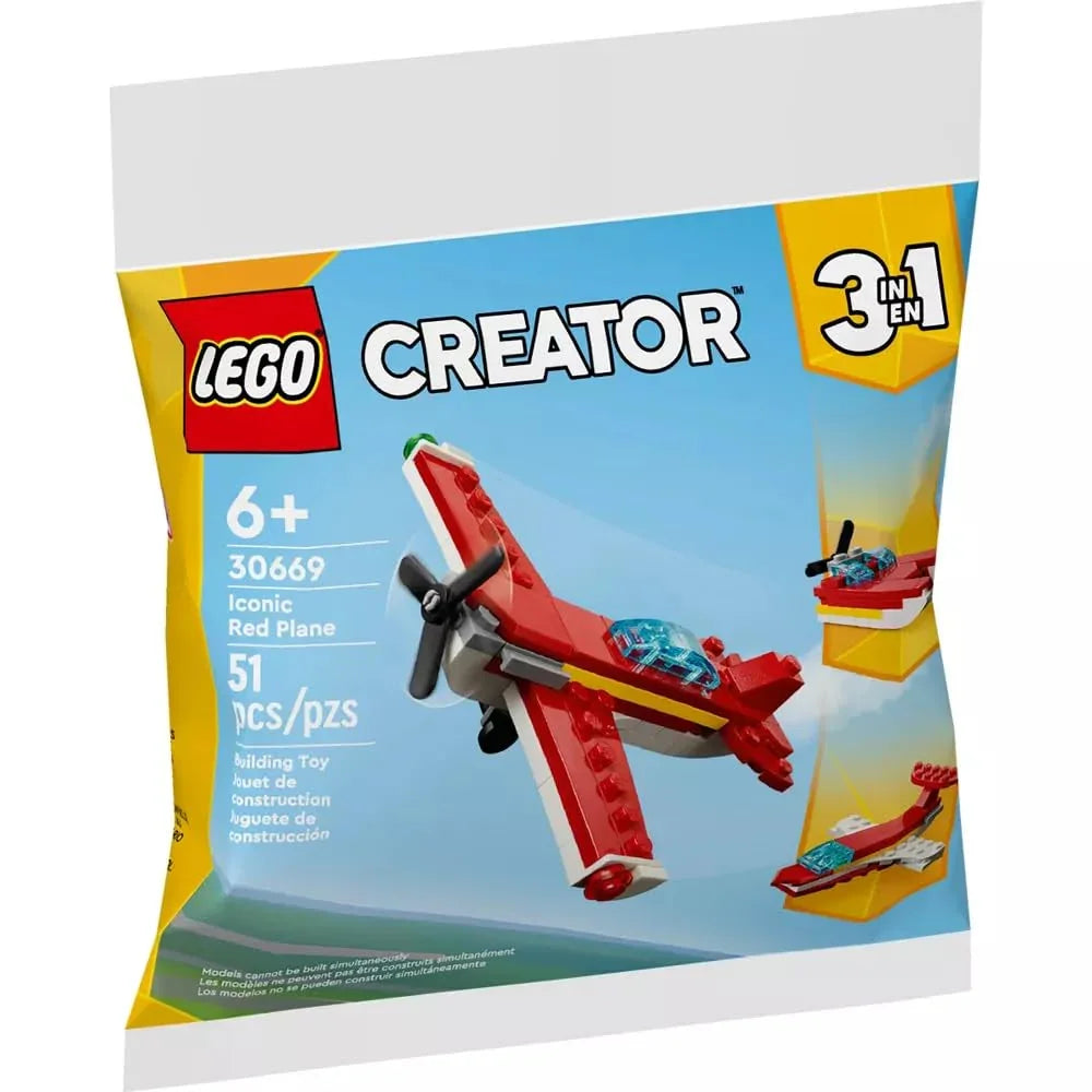 LEGO 30669 Creator Iconic Red Plane – (51-Pieces) Set | Build a Red Plane, Jet or Speedboat | Ages 6+