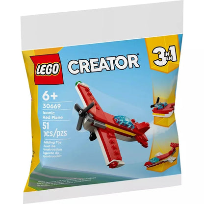 LEGO 30669 Creator Iconic Red Plane – (51-Pieces) Set | Build a Red Plane, Jet or Speedboat | Ages 6+