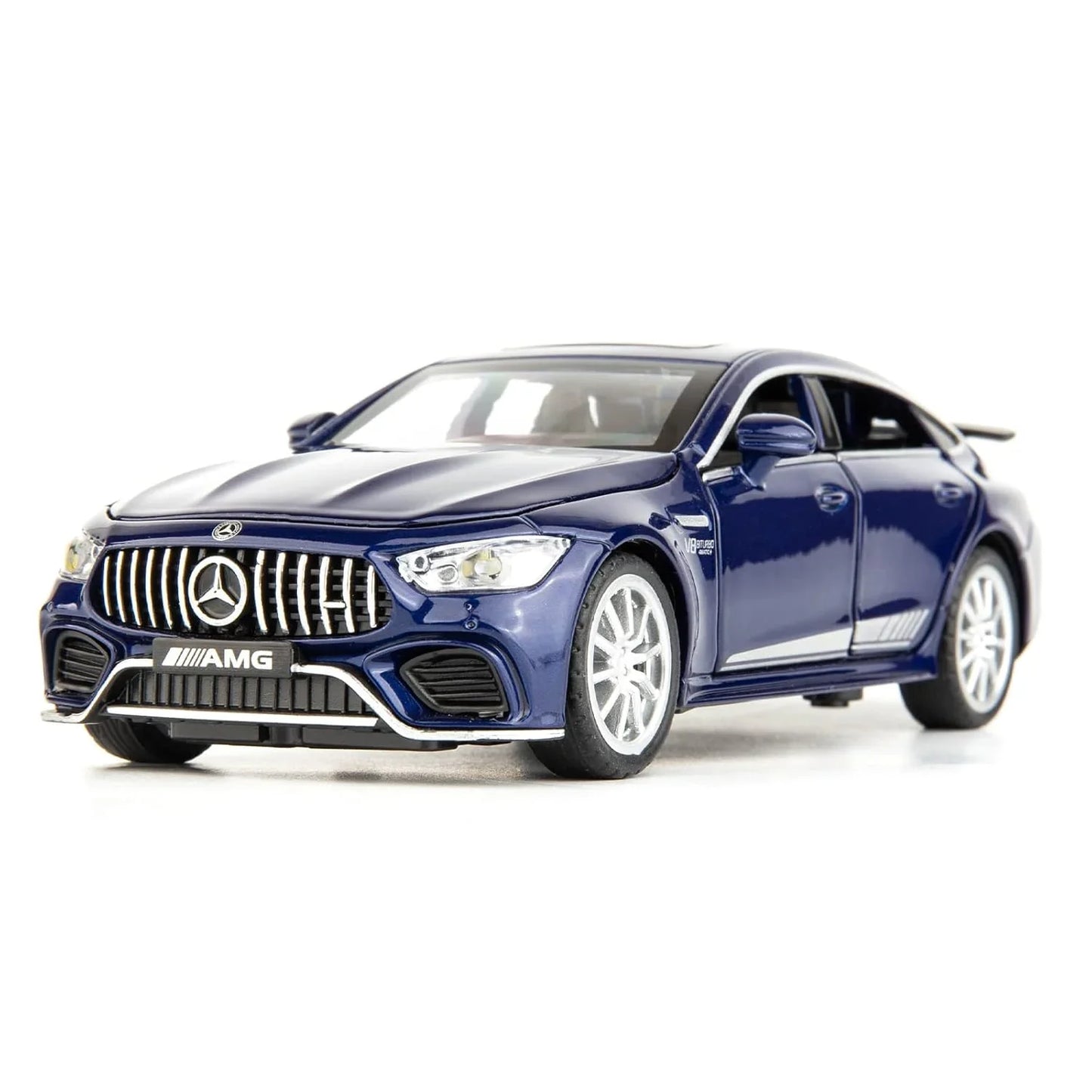 1:32 Mercedes-AMG GT63 Die-Cast Metal Toy Car – Pull Back Model with Openable Doors, Light & Sound (Blue) - Jaiman Toys