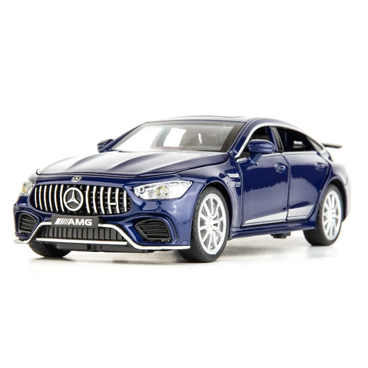 1:32 Mercedes-AMG GT63 Die-Cast Metal Toy Car – Pull Back Model with Openable Doors, Light & Sound (Blue) - Jaiman Toys