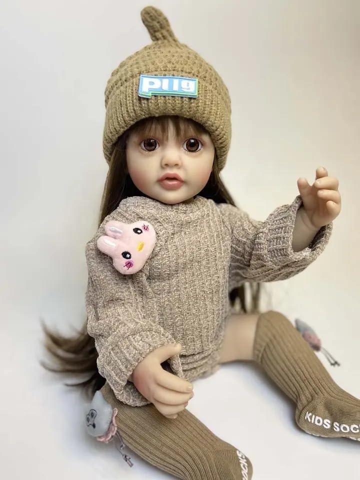 Lifelike Reborn Baby Girl Doll – Toddler with Realistic Sound & Brown Hair