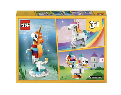 LEGO 31140 Creator 3in1 Magical Unicorn Building Set (145 Pieces) | Unicorn, Seahorse & Peacock Models | Fantasy Animal Toy for Kids 7+