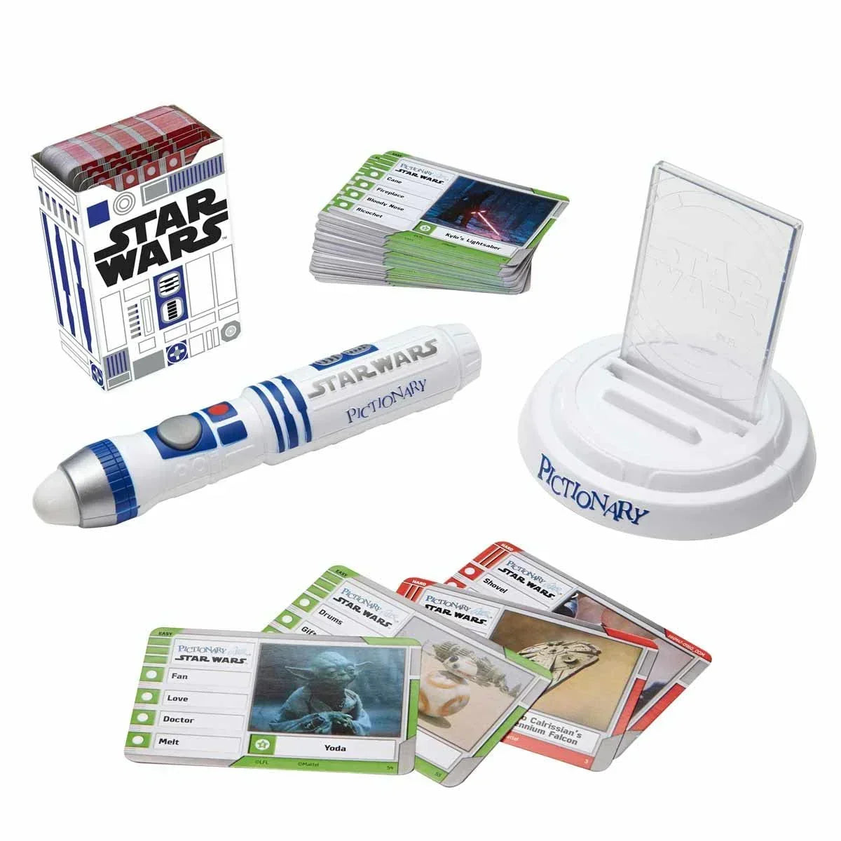Pictionary Air Star Wars Family Drawing Game for Kids and Adults with R2-D2 Lightpen and Two Levels of Clues - Jaiman Toys