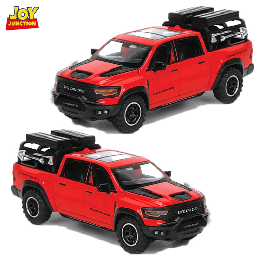 JOY JUNCTION RAM Mammoth Pick-Up 1:32 Scale Alloy Metal Pullback Die-Cast Car – Red Model with Lights, Music & Openable Doors - Jaiman Toys