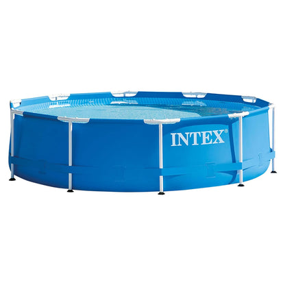 Intex Metal Frame Pool 28205 – 8 ft × 20 in (244 × 51 cm) Round Above Ground Swimming Pool | Durable Backyard Kids Pool