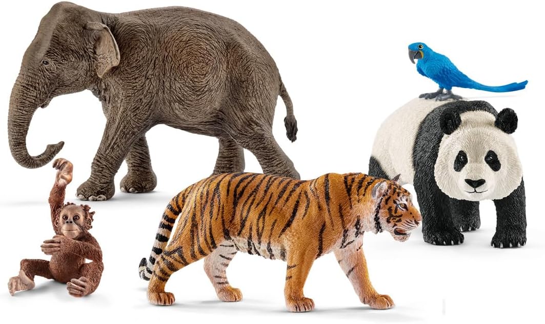 Schleich Wild Life - 5Pc Wild Animal Toy Set - Jungle Safari Bundle | 77588