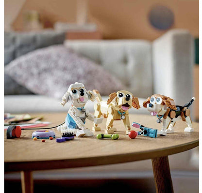 LEGO 31137 Creator 3in1 Adorable Dogs Building Set (475 Pieces) | Build 7 Dog Breeds | Creative Animal Toy for Kids 7+