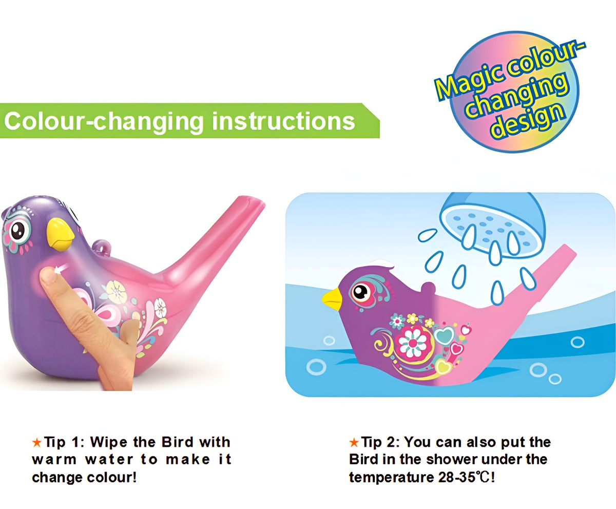 Hola Magic Colour-Changing Bird Whistle Toy Purple | Water Songbird Sound Whistle with Lanyard Loop for Kids (36M+)