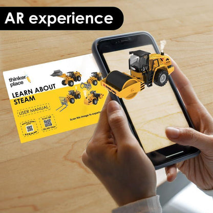 ThinkerPlace Metal Steam Roller with Light, Sound & Spray | Heavy-Duty Friction Powered Construction Vehicle Toy