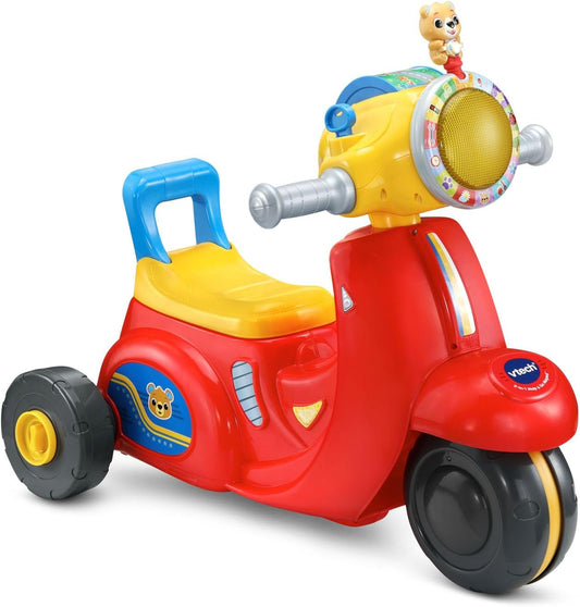 VTech 2-in-1 Map and Go Scooter for Toddlers | Interactive Ride-On & Push Scooter with Lights, Music, Learning Activities & Pretend Navigation | Red
