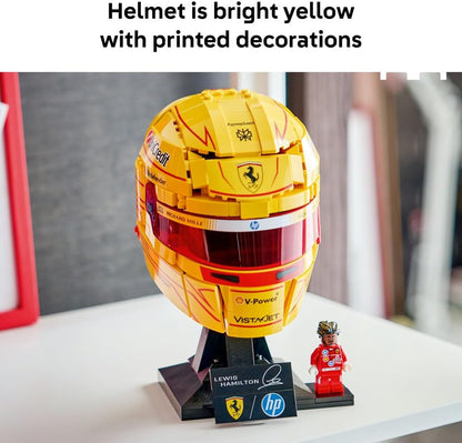 LEGO 43022 Editions Scuderia Ferrari HP Lewis Hamilton Helmet - F1 Merchandise - Display Model Kit w/Collectible Minifigure - Gift for 14+ Year Old Boys & Adult Motorsport Fans