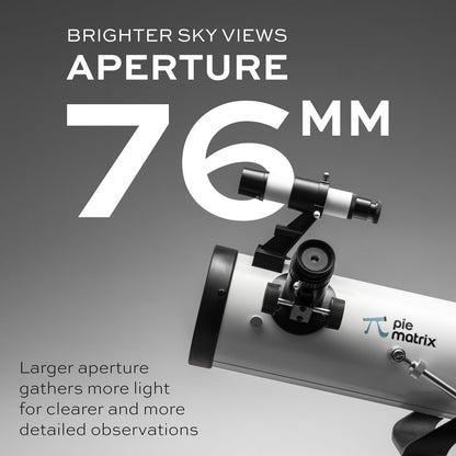 Pie Matrix Pegasus 76700 Newtonian Reflector Telescope with 76 mm Aperture, 700 mm Focal Length, 235x Magnification, Alt-Az Mount & Tripod