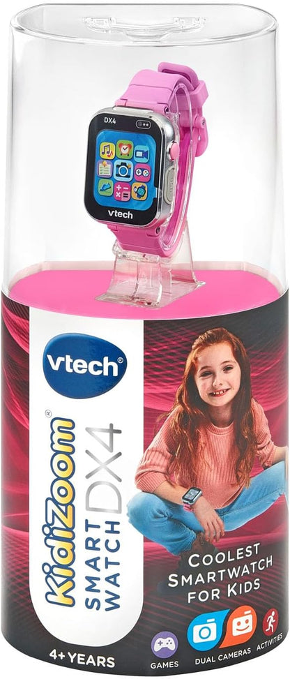 VTech KidiZoom Smartwatch DX4, Pink | Kids Smart Watch with Dual Cameras, Games, Music Player, Activity Tracker, Photo & Video Recorder | Educational Smartwatch