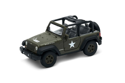 Welly 1:38 Jeep Wrangler Rubicon Military Green Die-Cast Model | Armor Squad Collectible