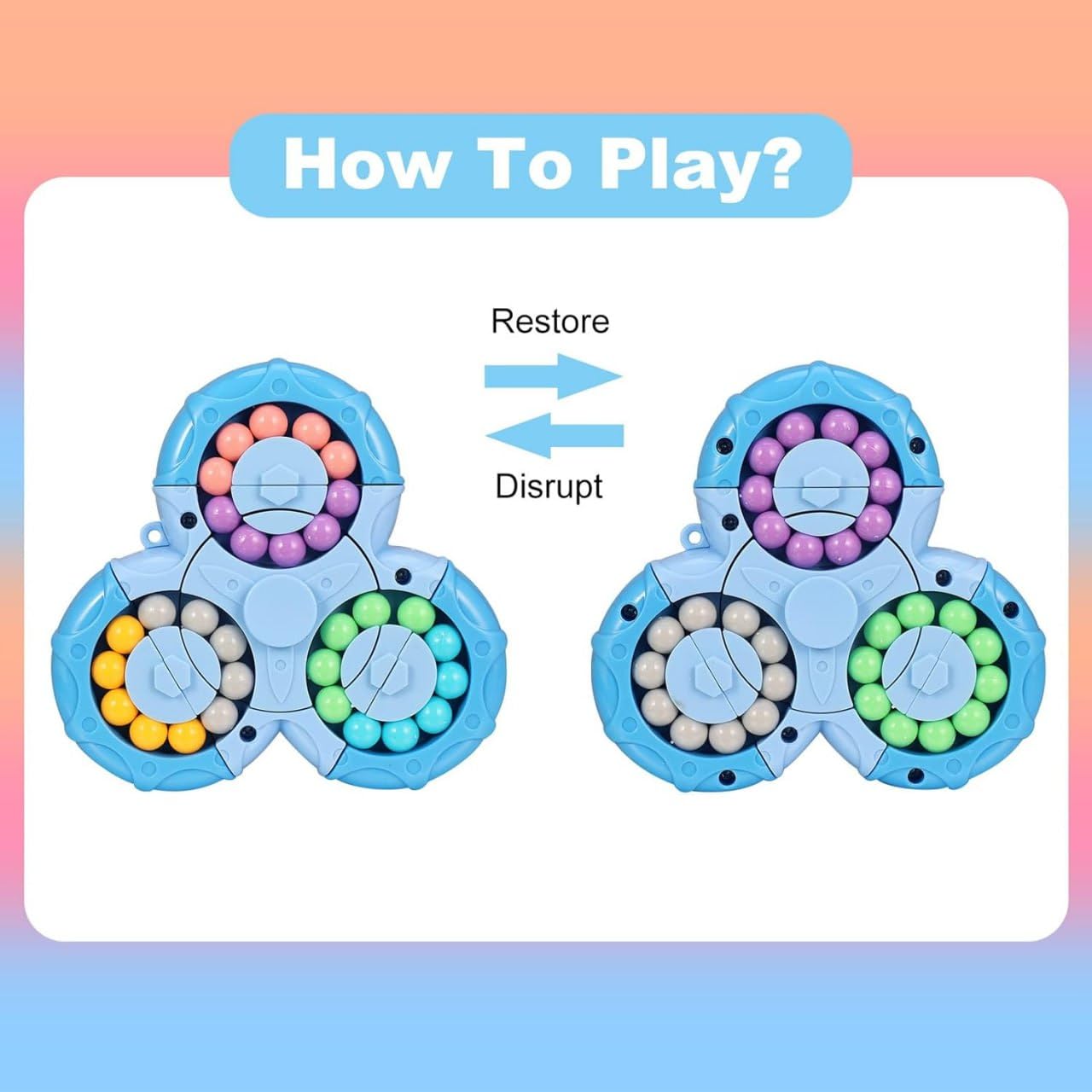 Magic Bean Rotating Cube | Stress Relief Fidget Toy & Creative Puzzle for Kids (Multicolor)