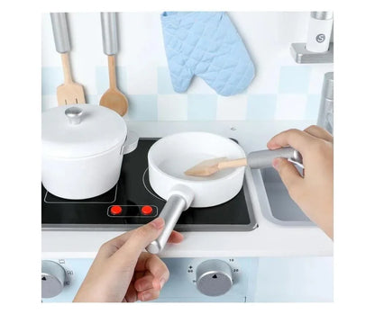 Blue Wooden Kitchen Role Play Toy Set For Kids Kitchen Mini Simulation Cooking Pretend Play Set