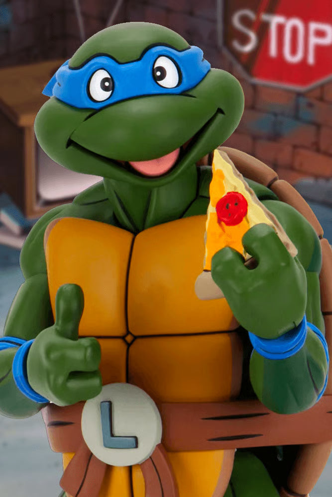 NECA Teenage Mutant Ninja Turtles Cartoon Leonardo 18" 1/4 Scale Action Figure - Jaiman Toys