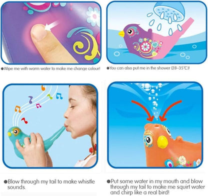 Hola Magic Colour-Changing Bird Whistle Toy | Water Songbird Sound Whistle with Lanyard Loop for Kids (36M+)