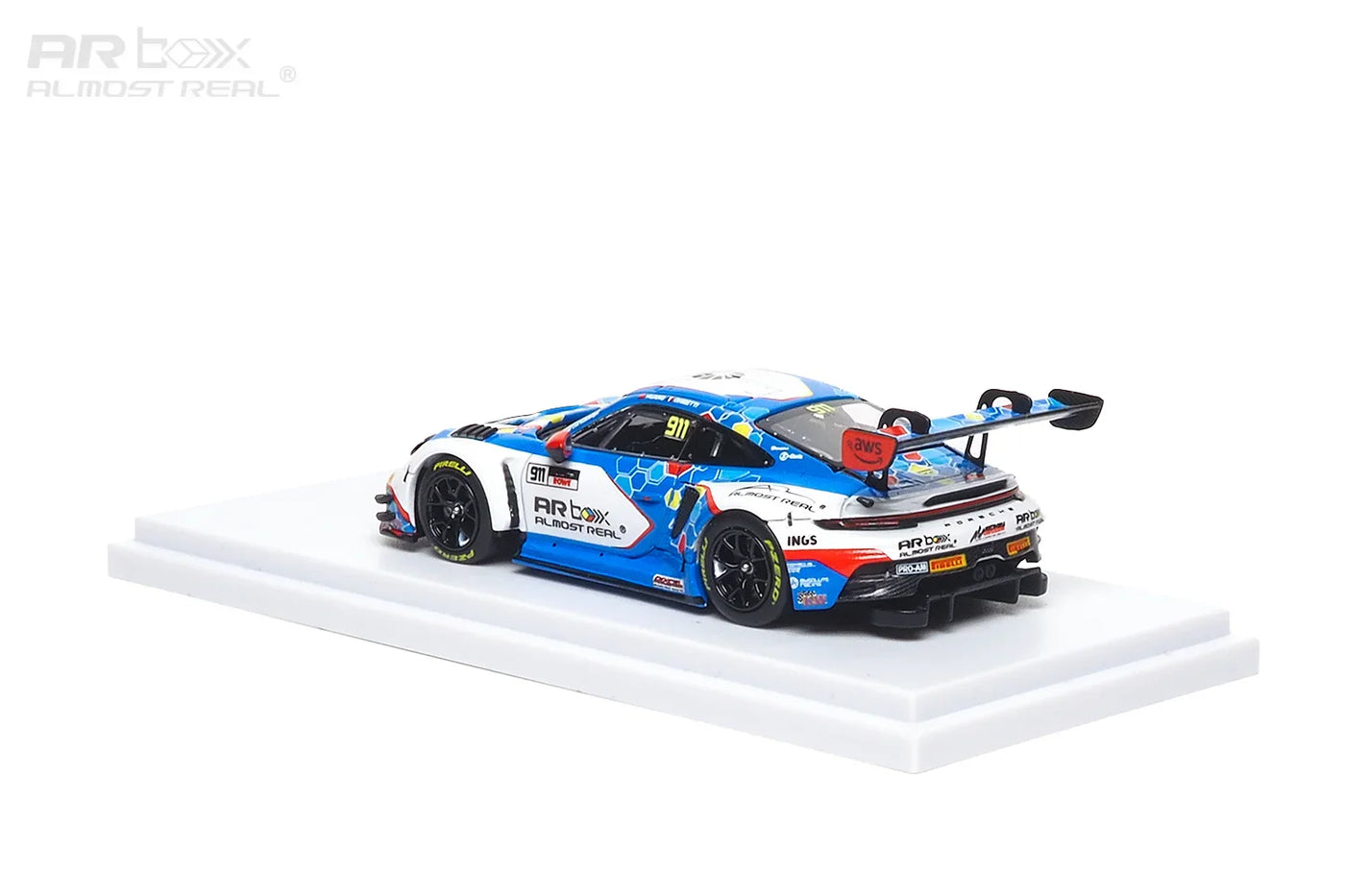 Almost Real 1:64 Porsche 911 GT3 R #911 Absolute Racing 2026 GT World Challenge Asia Sepang Presentation Car Die-Cast Model with Display Base