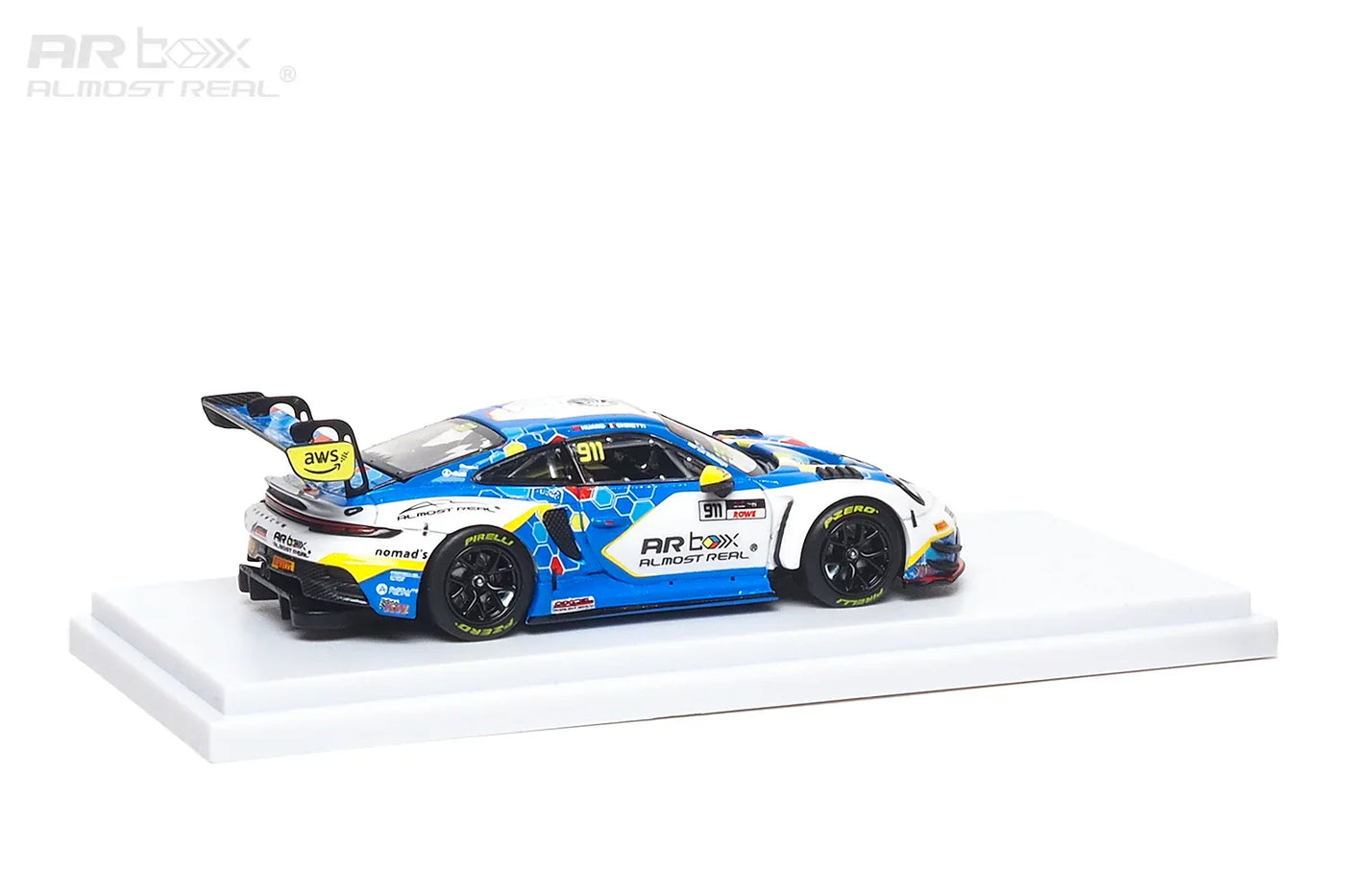 Almost Real 1:64 Porsche 911 GT3 R #911 Absolute Racing 2026 GT World Challenge Asia Sepang Presentation Car Die-Cast Model with Display Base