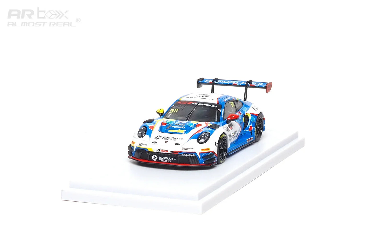 Almost Real 1:64 Porsche 911 GT3 R #911 Absolute Racing 2026 GT World Challenge Asia Sepang Presentation Car Die-Cast Model with Display Base