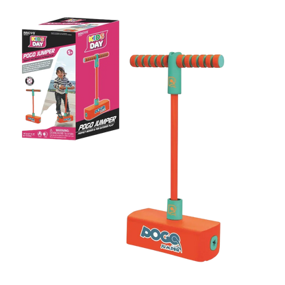 Innov8 Pogo Jumper, Kids Active Play Toy with Foam Base, Squeaking Sound, Indoor Outdoor Use, Ages 5+, Orange/Mint - Jaiman Toys