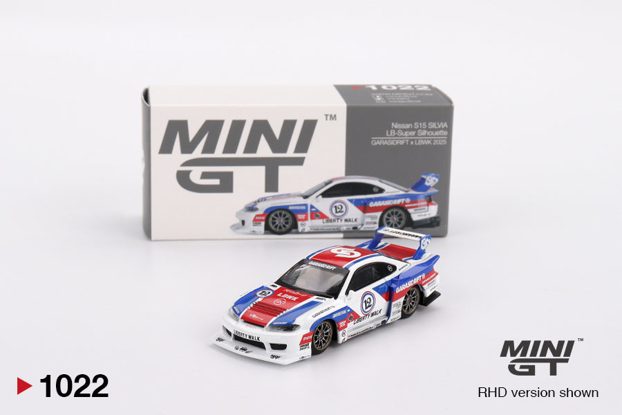 Mini GT 1:64 Blister Pack Racing Duo – RB VCARB F1 Ricciardo Bahrain GP 2024 + LBWK Nissan Silvia S15 Drift Collectibles