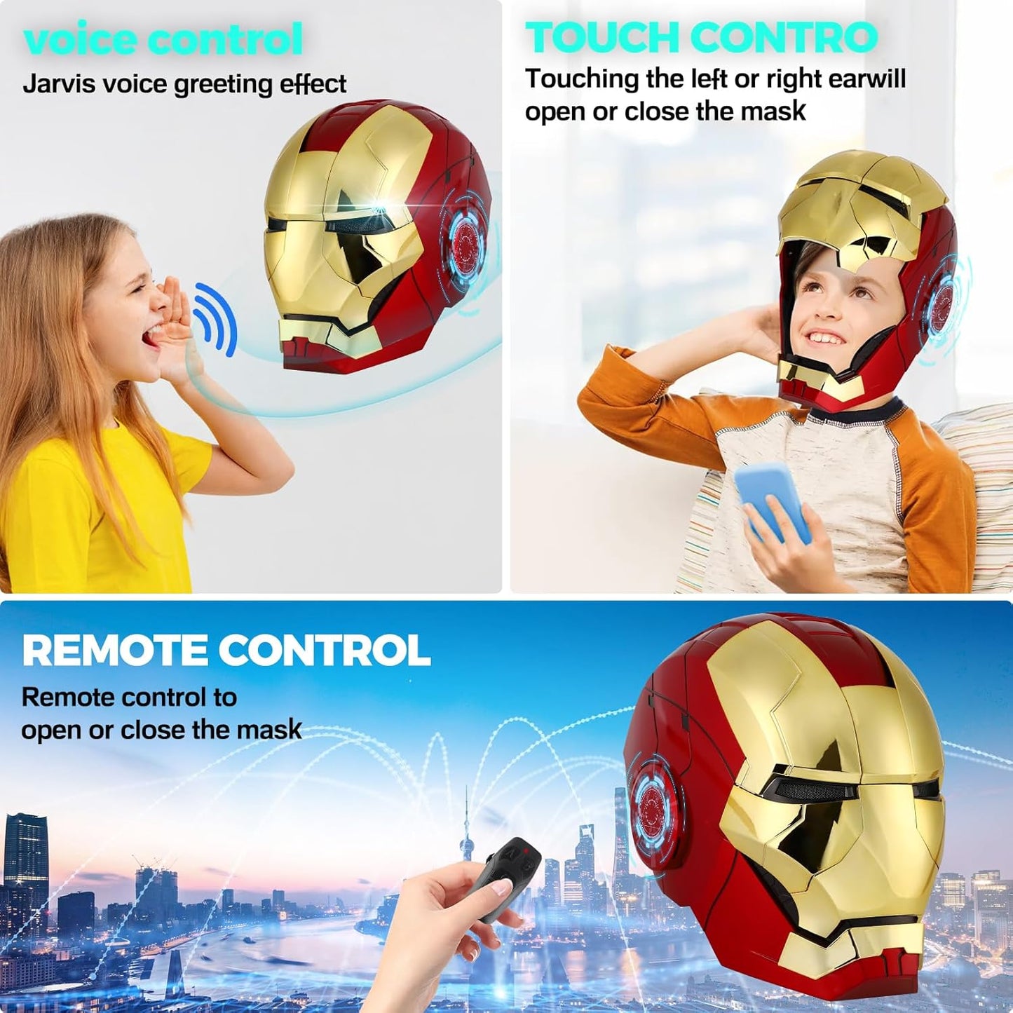 Iron-Man MK5 Wearable Electronic Helmet 24" Inch – LED Light-Up Eyes with Voice & Remote Control | Collectible Superhero Helmet for Kids/ Adults