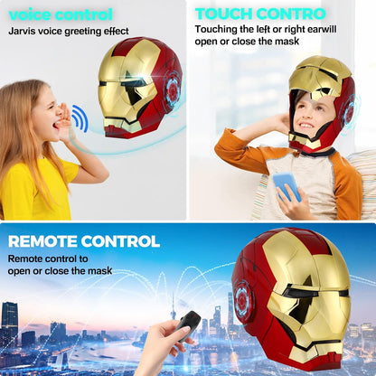 Iron-Man MK5 Wearable Electronic Helmet 24" Inch – LED Light-Up Eyes with Voice & Remote Control | Collectible Superhero Helmet for Kids/ Adults
