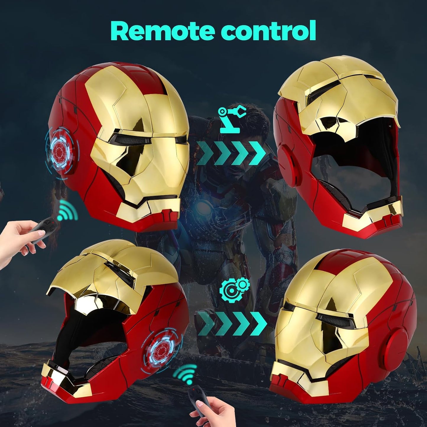 Iron-Man MK5 Wearable Electronic Helmet 24" Inch – LED Light-Up Eyes with Voice & Remote Control | Collectible Superhero Helmet for Kids/ Adults