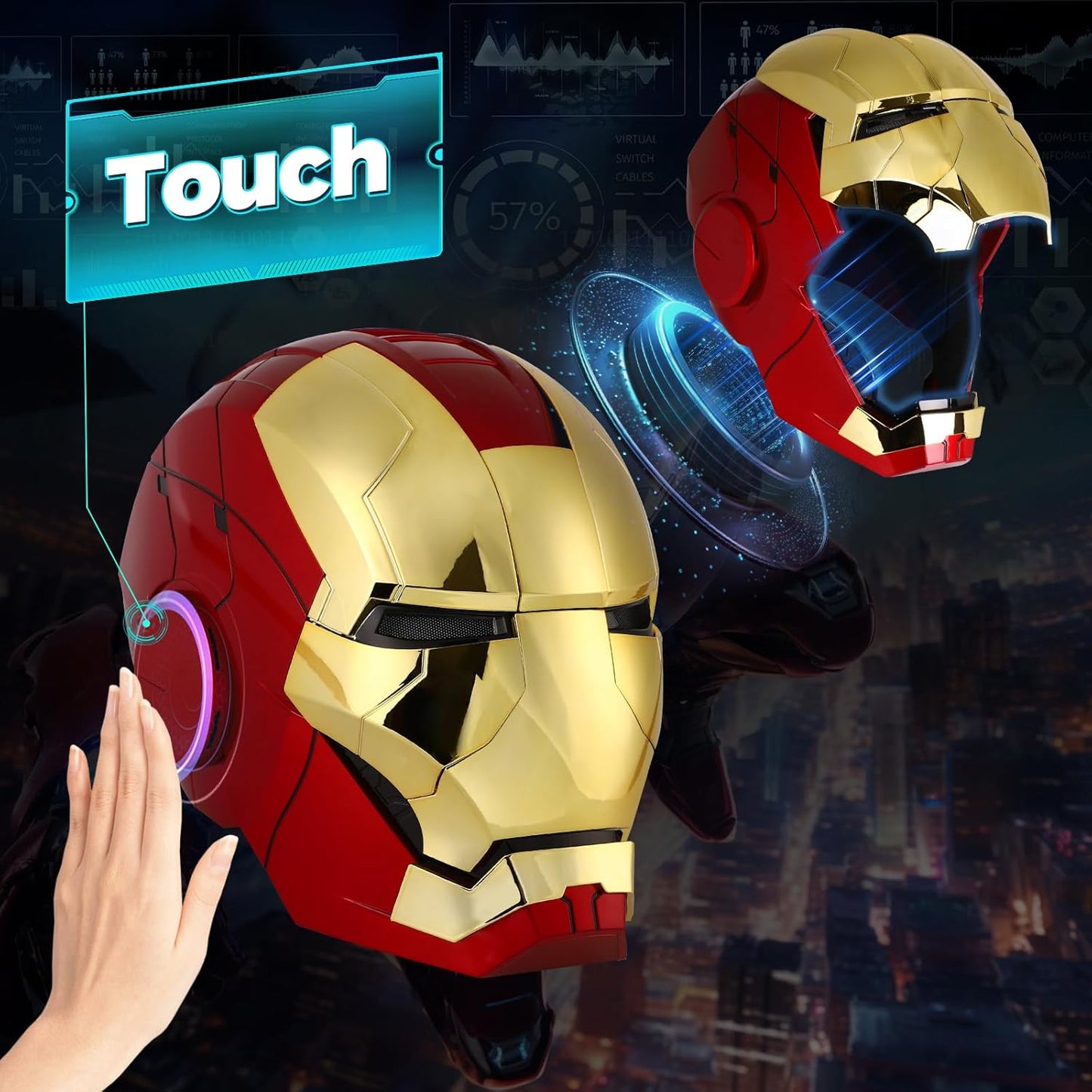 Iron-Man MK5 Wearable Electronic Helmet 24" Inch – LED Light-Up Eyes with Voice & Remote Control | Collectible Superhero Helmet for Kids/ Adults