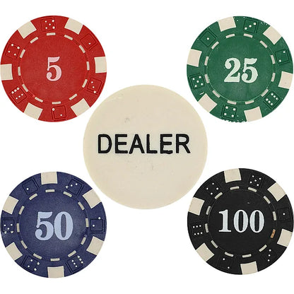200-Piece Poker Game Set in Aluminium Carrying Case | 11.5g Poker Chips, 2 Decks of Playing Cards & 5 Dice | Casino-Style Family Game Set