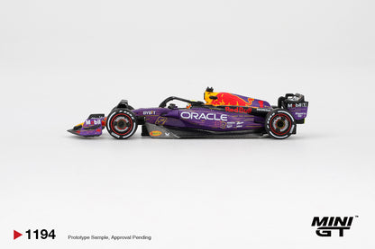 Minigt 1:64 Oracle Red Bull Racing RB19 #1 Max Verstappen 2023 F1 2023 Las Vegas GP Winner+Ford Puma Rally1 #16 M-Sport Ford WRT 2024 Rally Finland 3rd Place+Nissan Z VeilSide FFZ400 Seiran Blue+Lancia Stratos HF #4 1979 Spanish Rally Champion