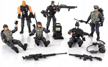 S.W.A.T. Special Police Action Figure Playset | 6 Special Weapons & Tactics Commandos with Tactical Accessories | Military Police Toy Set for Kids | Role Play & Collectible Figures