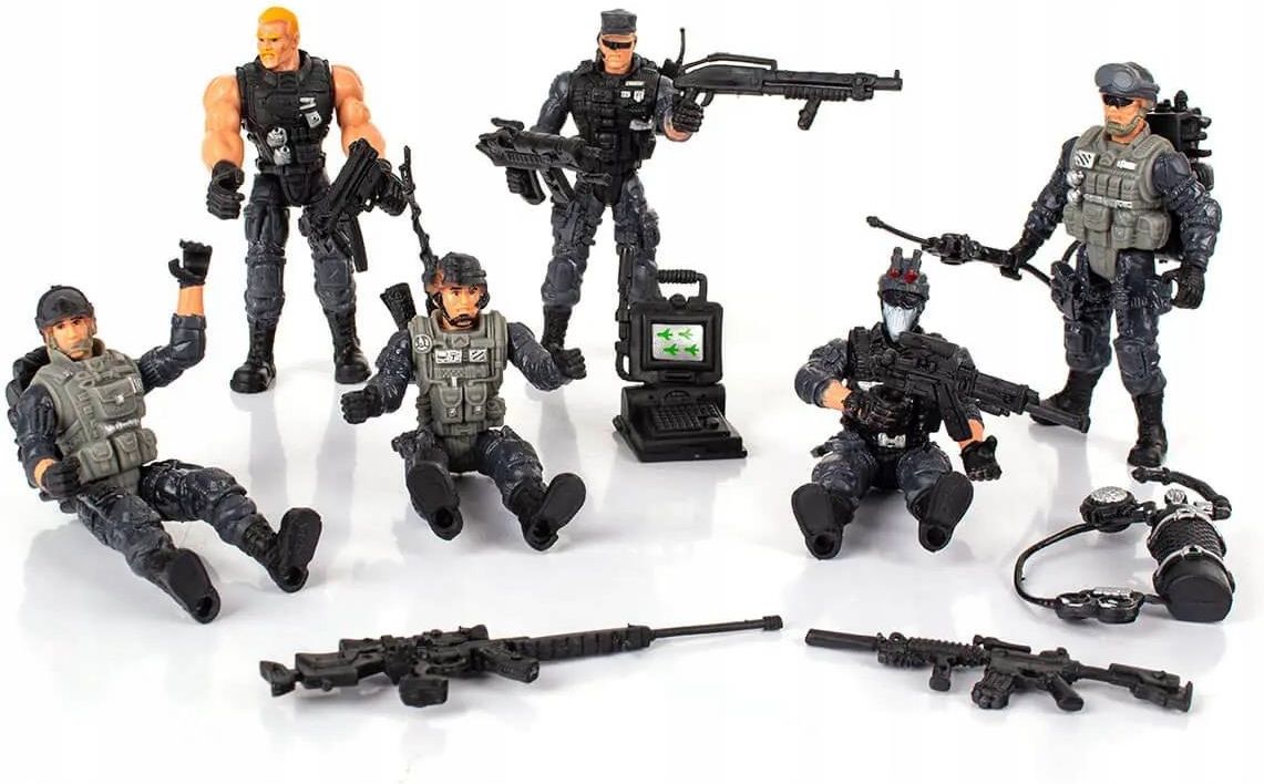 S.W.A.T. Special Police Action Figure Playset | 6 Special Weapons & Tactics Commandos with Tactical Accessories | Military Police Toy Set for Kids | Role Play & Collectible Figures