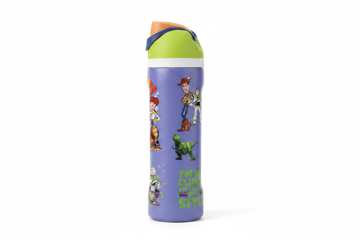 Disney Toy Story & Mickey Mouse 800ml Kids Water Bottle – Purple | Reusable School Bottle with Straw & Drinking Spout | Kids Travel & Everyday Hydration Bottle