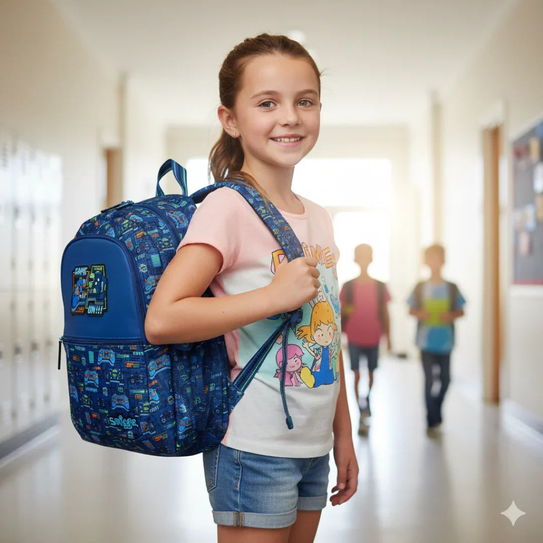 Smiggle Game On Console Themed Backpack –16-Inch Premium School & Travel Bag with Multiple Compartments