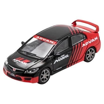DIECAST TEAM 1:64 Honda Civic Type-R FD2 ADVAN Diecast Model Car | Black & Red JDM Collectible