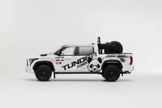 G.C.D 1:64 Toyota Tundra White Panda Edition (LHD) Diecast Model Car | With Adventure Accessories | KS-064-495
