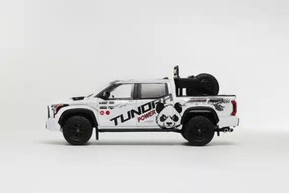 G.C.D 1:64 Toyota Tundra White Panda Edition (LHD) Diecast Model Car | With Adventure Accessories | KS-064-495